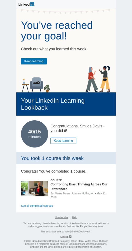 E-Mail-Personalisierung von LinkedIn